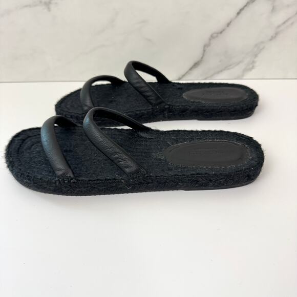 Everlane Womens Espadrille Sandals Size 9 Leather Jute Minimal Summer Black - Picture 3 of 8